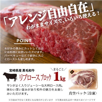 宮崎県産黒毛和牛リブロースブロック約1kg