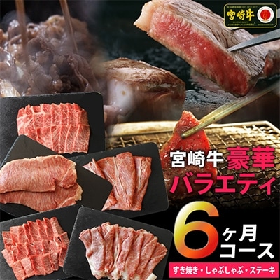 2022年8月発送開始『定期便』宮崎牛だけの豪華バラエティ定期便6回コース　合計4.6kg全6回