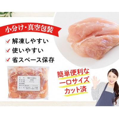 【毎月定期便】宮崎県産若鶏もも肉(小分け&カット済)500g×6P(3kg) 合計9kg全3回