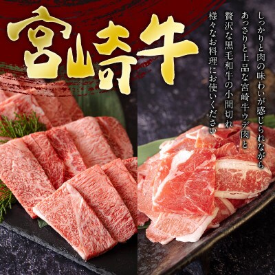 宮崎牛 ウデ焼肉&宮崎県産和牛小間切れ 合計500g(美郷町)