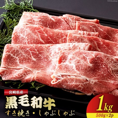 【数量限定】宮崎県産黒毛和牛スライス 1kg(500g×2)(美郷町)