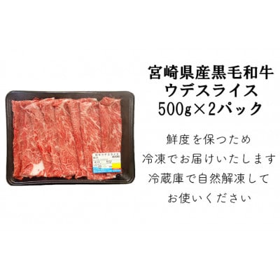【数量限定】宮崎県産黒毛和牛スライス 1kg(500g×2)(美郷町)