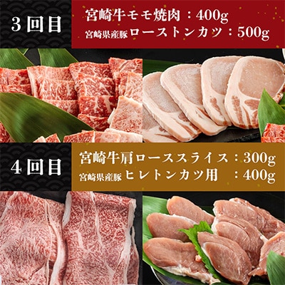 2023年1月発送開始『定期便』【さとふる限定】宮崎牛 宮崎県産豚 普段使いお楽しみ便全6回