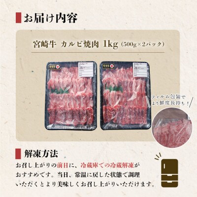 【7月より順次発送】宮崎牛カルビ焼肉 1kg(500g×2パック)(美郷町)