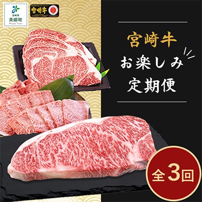 【毎月定期便】宮崎牛お楽しみ全3回
