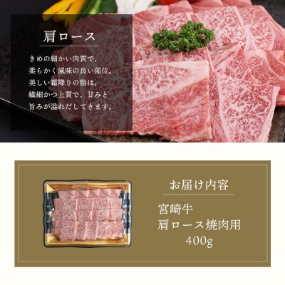 【A4等級以上】宮崎牛肩ロース焼肉用400g×1(400g)