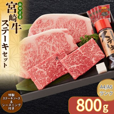宮崎牛 A4 赤身150g×2  A5サーロイン250g×2 合計800g ステーキソース付き