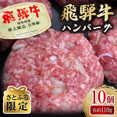 【さとふる限定】肉の鳥文精肉店 特製 飛騨牛ハンバーグ 10個