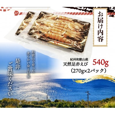 紀州和歌山産天然足赤えび540g(270g×2パック)　化粧箱入