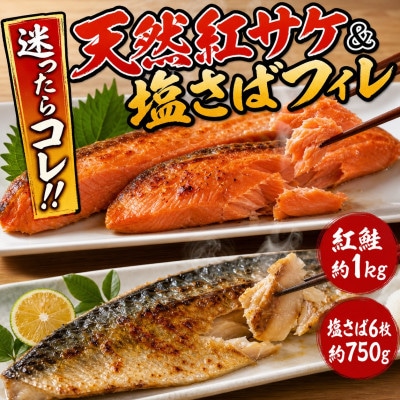 迷ったらコレ!魚鶴商店の天然紅サケ1kg & 塩さばフィレ6枚セット
