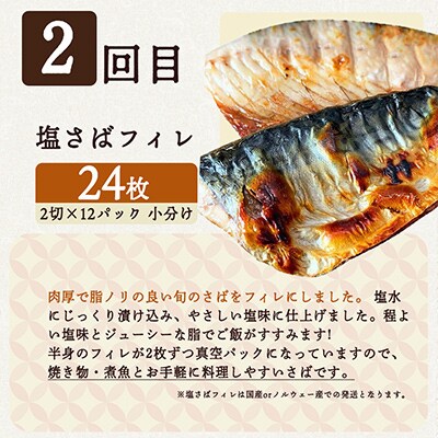 【毎月定期便】海鮮セットK(銀鮭切身・サバフィレ・紅鮭切身)全3回