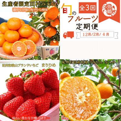 【発送月固定定期便】紀州和歌山産旬のフルーツセット(田村みかん・いちご・なつみ)全3回