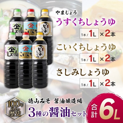 「100年以上の歴史」徳山みそ・しょうゆ醸造場　3種の醤油6本セット