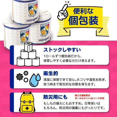 テゲバジャーロ宮崎×新富町 コラボ トイレットペーパー(ソフトロング)計60ロール 芯あり シングル