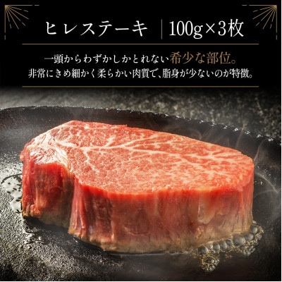 宮崎牛ヒレステーキ　合計300g(100g×3枚)【D160】(新富町)