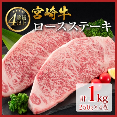 宮崎牛ロースステーキ 計1kg(新富町)