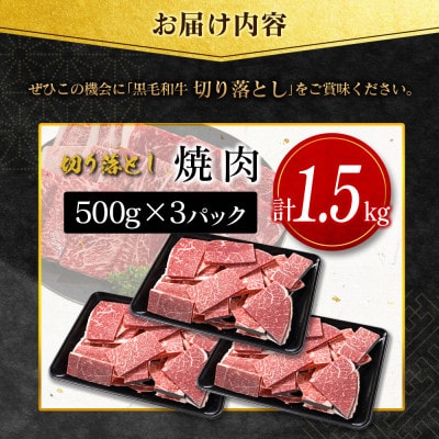 【数量限定・訳あり】宮崎県産黒毛和牛切り落とし焼肉　計1.5kg(新富町)