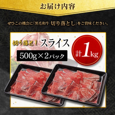 【数量限定・訳あり】宮崎県産黒毛和牛切り落としスライス　計1kg(新富町)