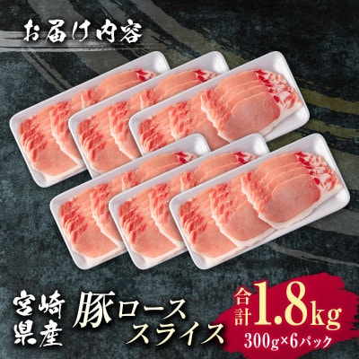 宮崎県産 豚ローススライス肉(300g×6パック)合計1.8kg(新富町)