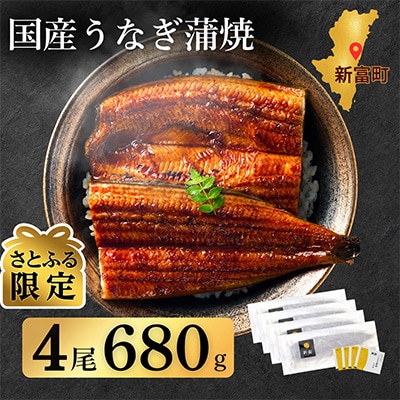 【さとふる限定】宮崎県産うなぎ蒲焼き4尾 (計680g以上!)　【国産】