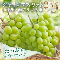 【先行受付】 山梨県南アルプス産 もぎたて シャインマスカット 約2.5kg(4～6房) | ふるさと納税のお礼品