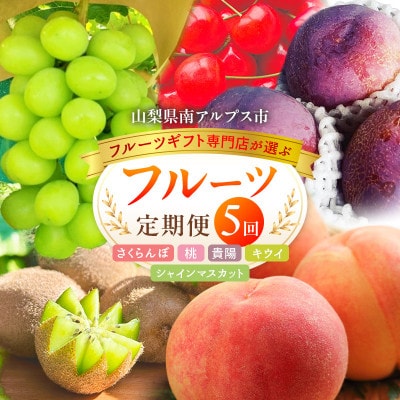 【発送月固定定期便】フルーツギフト専門店が選ぶ南アルプスの厳選フルーツ定期便　全5品種K全5回