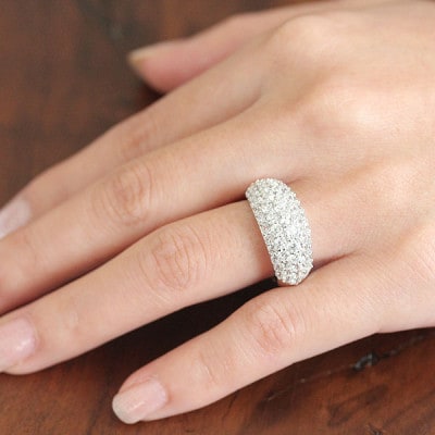 【12号】指輪 PT900 プラチナ ダイヤモンド 2.0ct パヴェリング 幅広【f046-pt】