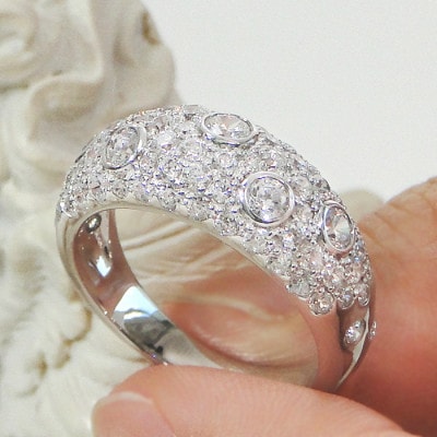 【12号】指輪 PT900 プラチナ ダイヤモンド 1.6ct パヴェドットリング【f155-pt】