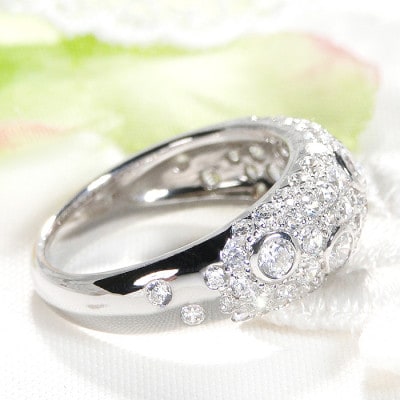 【14号】指輪 PT900 プラチナ ダイヤモンド 1.6ct パヴェドットリング【f155-pt】