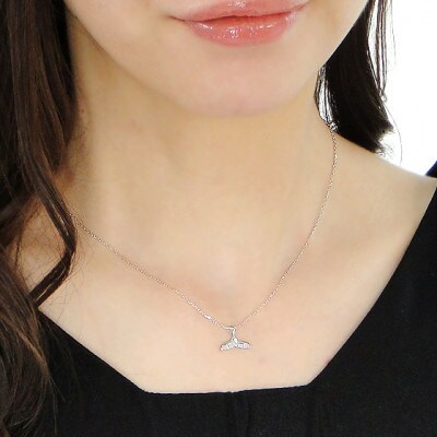 ハワイアン ネックレス PT900 プラチナ ダイヤ 0.05ct クジラ【f168-pt 