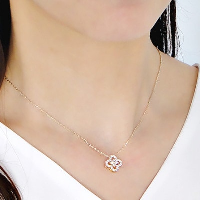 ネックレス K18 ゴールド ダイヤ 0.40ct 四つ葉 ペンダント【f170-k18yg-d】