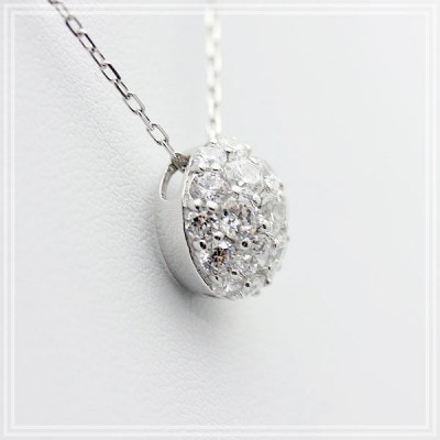 ネックレス PT900 プラチナ ダイヤモンド 1ct パヴェ ドーム ペンダント【f025-pt】