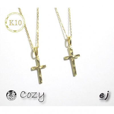ejブランド『cozy』K10YGクロスペアネックレス メンズ&レディース　2本セット