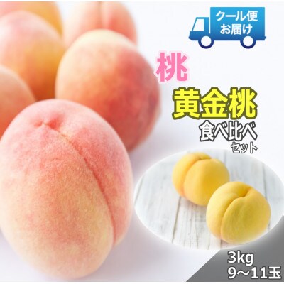 クール便　収穫当日に発送　桃&黄金桃　食べ比べセット　計3kg(9～11玉)