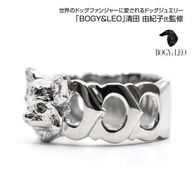 純プラチナ製(Pt999) 『チワワ』ブラックダイヤ入りリング 13号