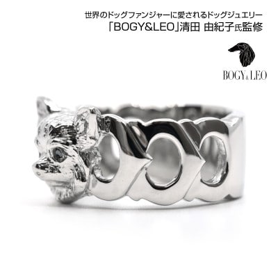 純プラチナ製(Pt999) 『チワワ』ブラックダイヤ入りリング 19号