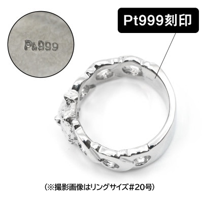 純プラチナ製(Pt999) 『ポメラニアン』ブラックダイヤ入りリング 17号