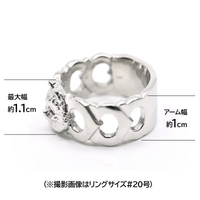純プラチナ製(Pt999) 『ポメラニアン』ブラックダイヤ入りリング 20号
