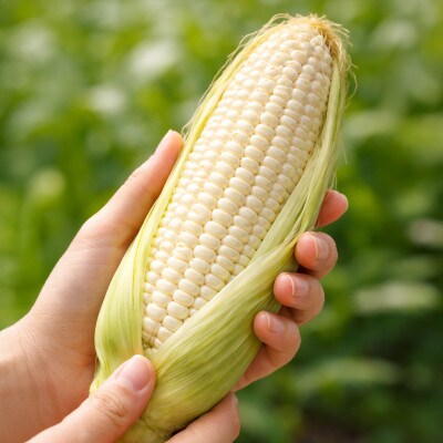 【真っ白な甘さの衝撃!】ジューシーな白いとうもろこし『朝採れピュアホワイト』その日のうちに発送します