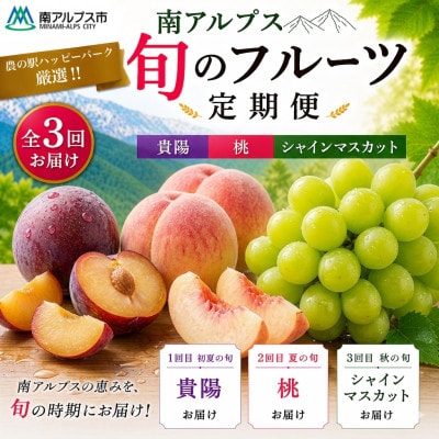 【発送月固定定期便】農の駅厳選!南アルプス旬のフルーツ定期便(貴陽・桃・シャイン)全3回