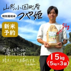 【新米 先行受付】令和6年産 つや姫15kg(5kg&times;3袋) 精米 山形県小国町産