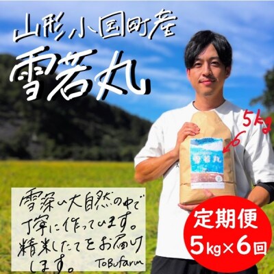 【毎月定期便】山形県小国町産　雪若丸5kg(精米)全6回