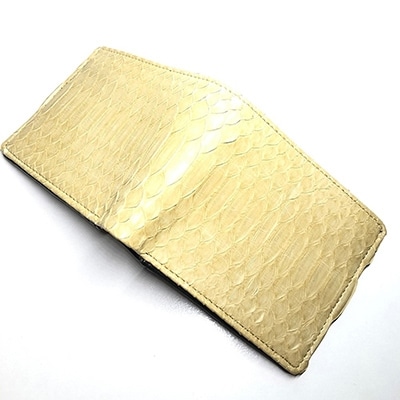 天然パイソン革(ヘビ革)　財布/コンパクトウォレット　キャメル
