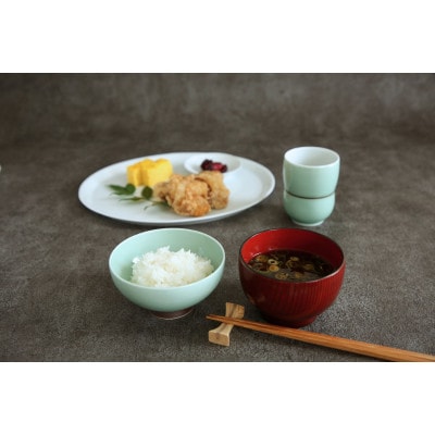 有田焼 深川製磁　笹青磁 飯碗・湯呑セット
