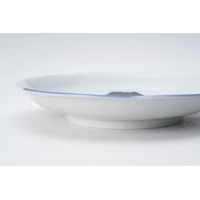 有田焼 深川製磁 瑠璃・赤富士白金蕨 ペア梅型5寸皿