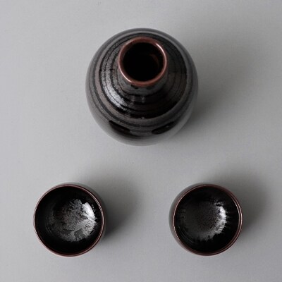 天目渚酒器(徳利1個、ぐい呑み2個)