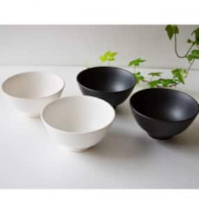 有田焼 蓋なしご飯茶碗おひつ白・黒セット(各2個)
