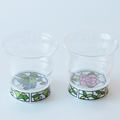 有田焼 ペアロックグラス(ビートロ葡萄&ビートロ薔薇)