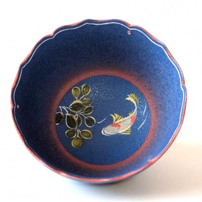 彩磁焼き締め　茶付　(鯉青)