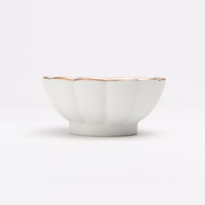 【有田焼】瑞峯窯　ホワイトマット菊形小付　5個セット